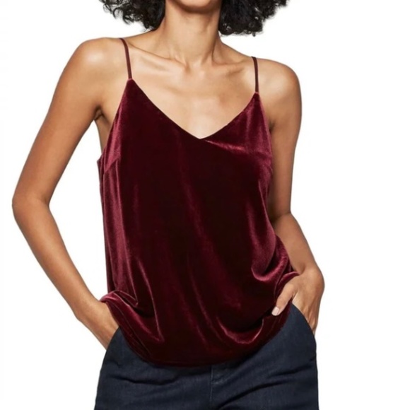 A New Day Tops - A New Day Maroon Velvet Cami Adjustable Straps Sz M Women’s